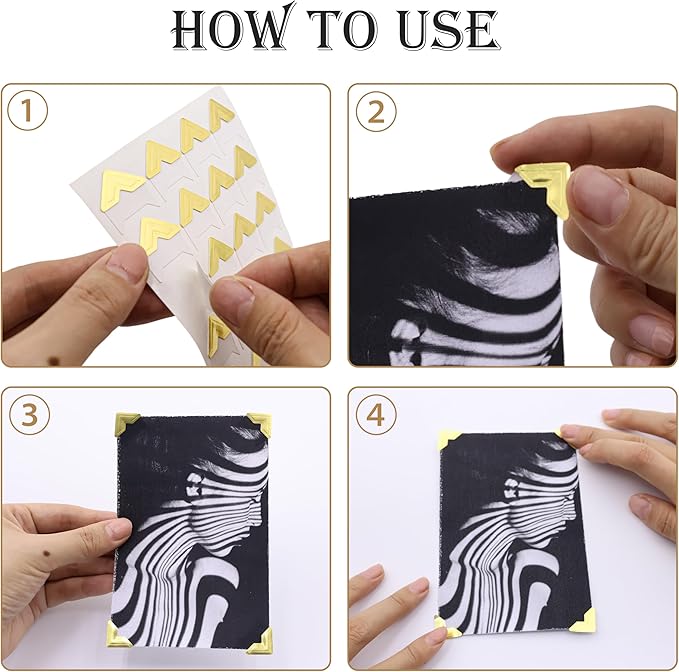 240 Pieces Photo Corners Self Adhesive Photo Corner Stickers, Picture Mounting Corners Acid Free Photo Corner for DIY Scrapbook, Album, Picture Frames, Journal Supplies (Gold)