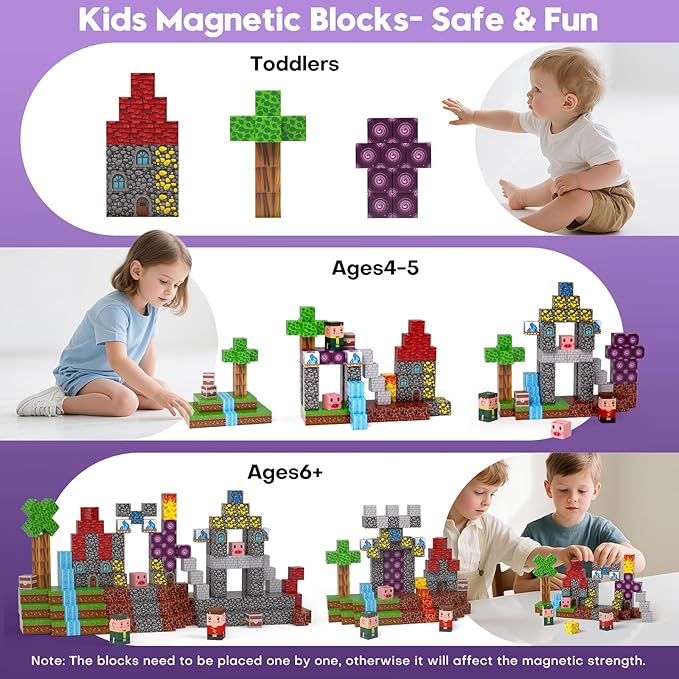 Magnetic Blocks, Magnetic Building Blocks 100pcs, Magnetic Blocks for Kids Ages 4-8, Magnetic Cubes STEM Sensory Toys for Ages 3+ Toddlers Boys & Girls–Christmas Birthday Party Kids Gifts
