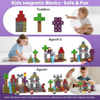 Magnetic Blocks, Magnetic Building Blocks 100pcs, Magnetic Blocks for Kids Ages 4-8, Magnetic Cubes STEM Sensory Toys for Ages 3+ Toddlers Boys & Girls–Christmas Birthday Party Kids Gifts