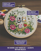 The Quilted Bear Needle Minder - Needle Minder Magnet for Keeping Sewing & Embroidery Needles, Cross Stitch Needles Safe - Stress Free Stitching Cross Stitch Supplies & Embroidery Supplies (Donut)