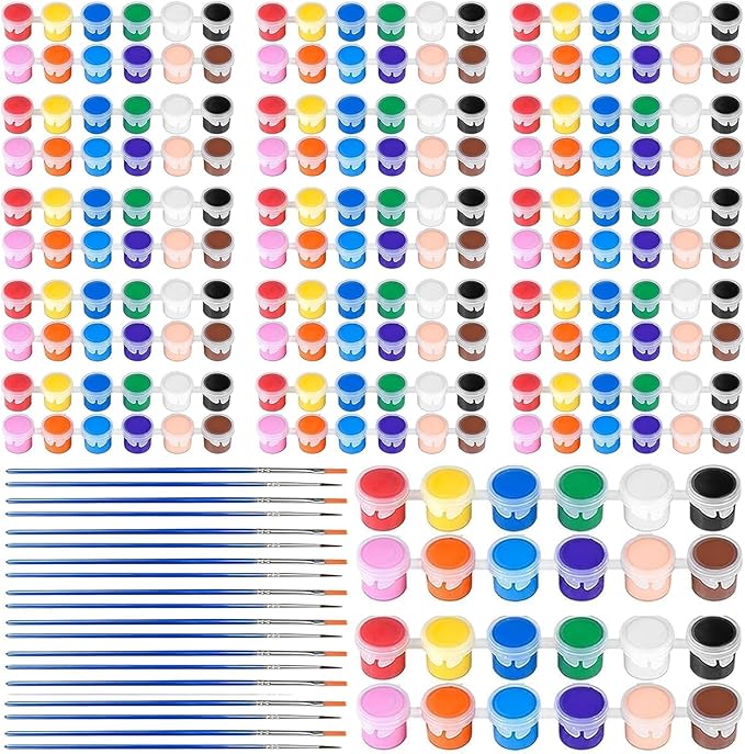 20 Pack Mini Acrylic Paint Set, 12 Colors Acrylic Paints Strips for Kids & Adults Craft Paint,280 PCS Kids Painting Kit Container Strips Storage for Home Birthday Classroom Party (280)