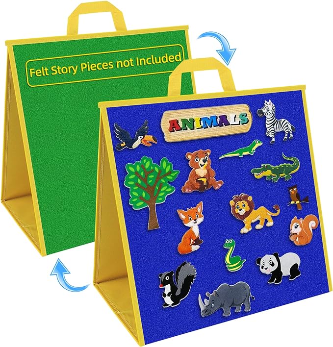Foldable Felt Board for Toddlers Flannel Board Stories for Preschool Early Learning Interactive Storytelling Double Sided Felt Story Board Reusable Wall Hanging Holiday Gift for Kid (17 * 17)