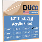 Duco USA-Made Clear Cast Acrylic Sheet 1/8 Inch Thick 24" x 36" - 2 Pack of Transparent Plexiglass Sheet - Lightweight Acrylic Board for Window Replacements, Displays, Signs, and More