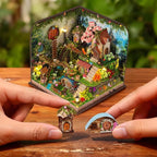 DIY Miniature House Kit, Forest Book Nook Kit with Music, 3D Wooden Puzzles for Adults, Dollhouse Kit with LED Light, Mini Building Kit, Craft Kit for Adults Teen to Build (Forest Garden)