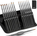 Nicpro 15 Pack Miniature Painting Set, Fine Detail Paint Brushes for Models, Acrylic Watercolor Oil, Ceramic, Shoe, Art Figure Paint by Number - Thin Artist Kit Nylon Holder