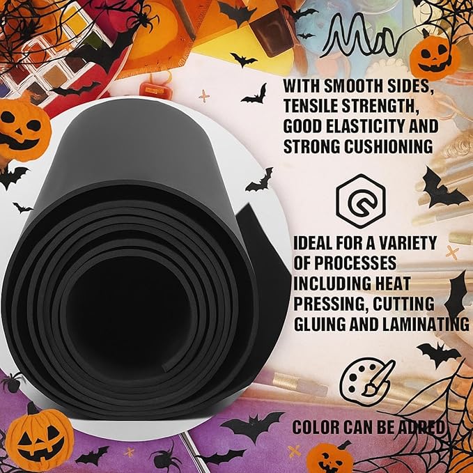 Frienda 35 x 118 Inch EVA Foam Sheet Black EVA Halloween Cosplay Costumes 2 mm Thick Large Foam Padding Roll for Halloween Cosplay Armor DIY Craft Projects