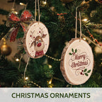 Falling in Art 3.1-4 Inches Natural Wood Slices Set for Crafts - 25Pcs Round Wood Discs with Pre-drilled Hole for DIY Projects, Christmas Ornaments and Wedding Decoration