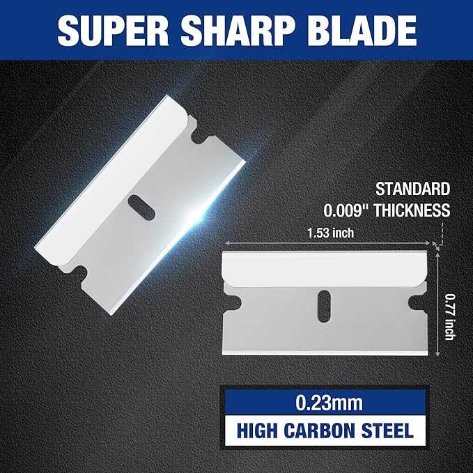 WORKPRO 50-Pack Single Razor Edge Blades, Industrial Scraper Razor Blades, High Carbon Steel One Edge Razor Blades