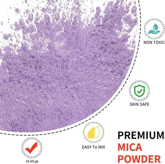 Mica Powder - 100g Mica Powder for Epoxy Resin - Metallic Color Pigment for Resin, Soap, Bath Bombs, Eye Shadow, Nails, DIY Crafting Projects etc. (Light Purple)