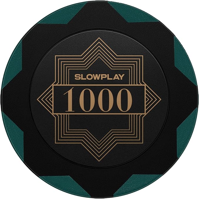SLOWPLAY Nash Clay Poker Chips, 14 Grams Heavyweight Clay Composite, 40mm Large Chips in Bulk, Pack of 50 with Denomination of 1000