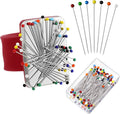 Magnetic Wrist Sewing Pincushion with 100 Pieces 1.5 Inch Ball Head Sewing Pins Set Wrist Magnetic Pin Holder Gift Supplies(Red)