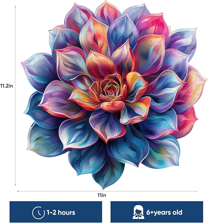 Wooden Puzzles for Adult, Flower Succulent Puzzle for Girl, Challenging Puzzle, 200 Piece Luxurious Shaped Wooden Puzzles for Adults, Family Game 11.2 * 15.9in