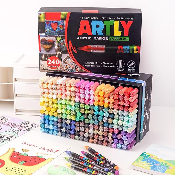 Acrylic Paint Markers, Acrylic Paint Pens, Fabric Markers for Textile, Rock, Glass, Wood, Paper, Ceramic, Canvas DIY Art Supplies Kit for Kids and Adults (36)
