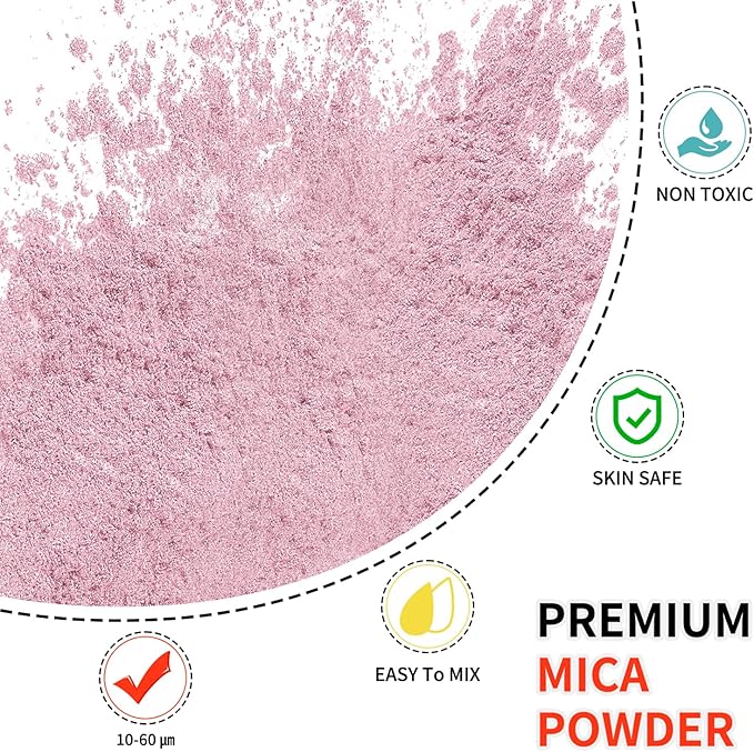 Mica Powder - 100g Mica Powder for Epoxy Resin - Metallic Color Pigment for Resin, Soap, Bath Bombs, Eye Shadow, Nails, DIY Crafting Projects etc. (Light Pink)