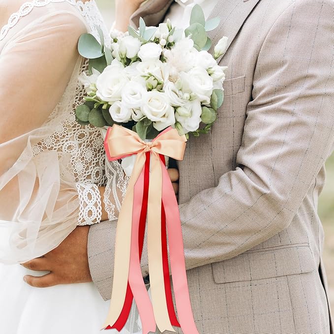 1 Inch Red Satin Ribbons for Crafts, 6 Rolls Single-Faced Red Assorted Ribbons for Gift Wrapping Flower Bouquet Wedding Invitations Bridal Shower Hair Bows Garland Party Decor