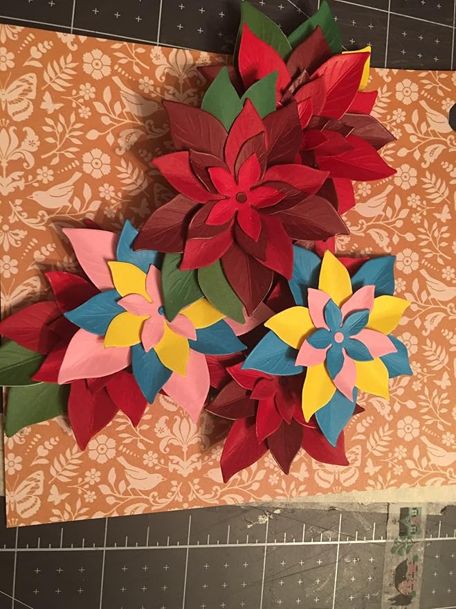Lapoo Metal Cutting Die for Scrapbooking, 3D Backgrounds Frame New Cutting Dies DIY Album Card Making Decor Paper Craft Metal Die Cuts Party Wedding Decorations (Splendid Poinsettia 4.2 x 3.9 in)