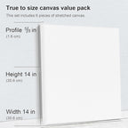 PHOENIX Stretched Canvas for Painting 14x14 Inch/6 Value Pack, 8 Oz Triple Primed 5/8 Inch Profile 100% Cotton White Blank Canvas, Square Framed Canvas for Oil Acrylic & Pouring Art