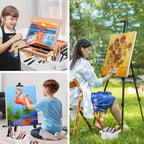 179Pcs Professional All-in-One Art Painting Kit with Aluminum & Beech Wood Easel, 96 Acrylic, Watercolor & Oil Paint Set, Complete Art Supplies Painting Set for Adults, Artists, Beginners