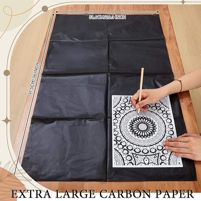 Dinifee 5 Sheets Large Carbon Paper for Tracing 20.3 x 36 Inch Graphite Transfer Paper Waxed Carbon Transfer Paper for Wood, Paper, Canvas, Woodworking Patterns, Fabric, Sketch Drawing, Black