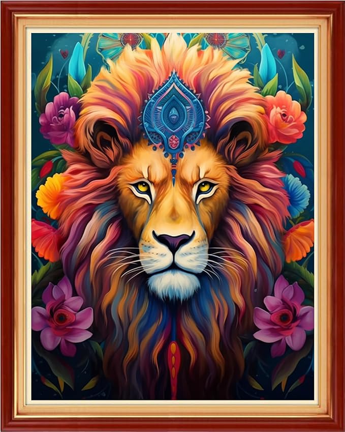 DMCVIVR Stamped Cross Stitch Kits for Adults Beginners Embroidery Kits 11CT Needlepoint Kits Cross Stitch Patterns Embroidery Patterns-Magic Lion 16x20 inch
