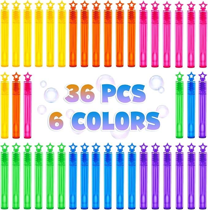 36 Pieces Mini Bubble Wands,Bubble Party Favors Assortment Toys for Kids,Themed Birthday, Halloween, Goodie Bags, Carnival Prizes, Wedding, Bubble Maker Toys for Kids,Outdoor Gifts for Girls & Boys