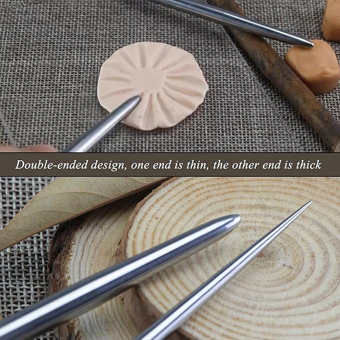 2 PCS Clay Needle Tools Sculpting Ceramics Pottery Carving Tools for Model Clay Supplies,Stainless Steel Ceramic & Pottery Needle Tools 5.9 Inch Texture Needle Pottery Scoring Tool,Silver, LXLVOUEG