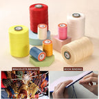 uxcell Round Leather Sewing Waxed Thread, 55m / 60 Yards Wax Polyester String, 0.8mm Waxed Stitching Cord for Leather Crafts, Bookbinding, Bracelets Braided, Pale Cream