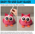 CALPALMY 100ml Gloss Air Dry Clay Glaze with 29pcs Clay Tools Kit – Clay Varnish Sealant for Surface Protection, Pottery and Sculpting Tools for Carving, Shaping, and Molding Crafts