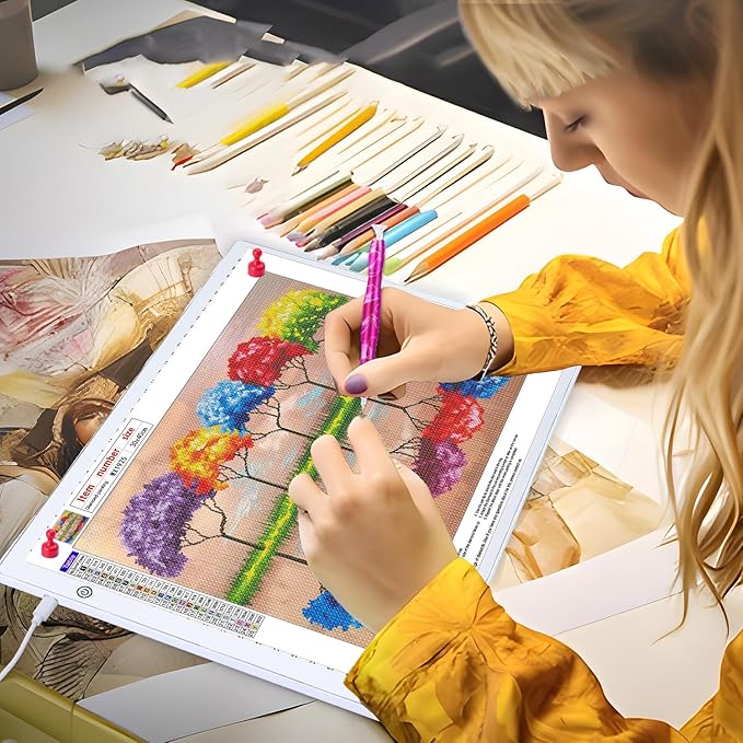 Zocelight A4 Light Box for tracing,Ultra-Thin Magnetic led Light pad for Diamond Painting,3 Level dimming Copy Board for Drawing,Sketching,Tattoo,Light Board for Artists,X-ray Viewing,Weeding Vinyl