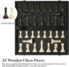 15" Large Chess Set for Adults- Weighted Acrylic Pieces Including Extra 2 Queens, 3.5" King w/Leather Base, Portable Folding Marbling Wooden Chess Board - Travel/Family Game & Elegant Gift