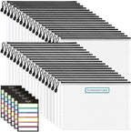 Sooez 36 Pack Mesh Zipper Pouch with Sticky Labels, A4 Mesh Bags Board Game Puzzles Organization Storage, Durable Letter Size File Folders Organizer Teacher School Classroom Office Supplies, Black