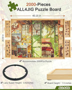 ALL4JIG 2000 Piece Rotating Puzzle Board with Drawers and Cover, 28.5"x40.1"Portable Wooden Jigsaw Puzzle Table for Adults Portable, Lazy Susan Spinning Boards Birthday Gift for mom