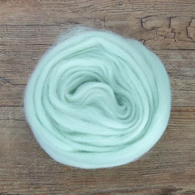 Revolution Fibers Dyed Corriedale Wool | 8 Ounces of Premium Combed Wool Top | 26 Micron, 100% Pure Corriedale Wool Roving, Ethically Sourced (Peppermint Green)