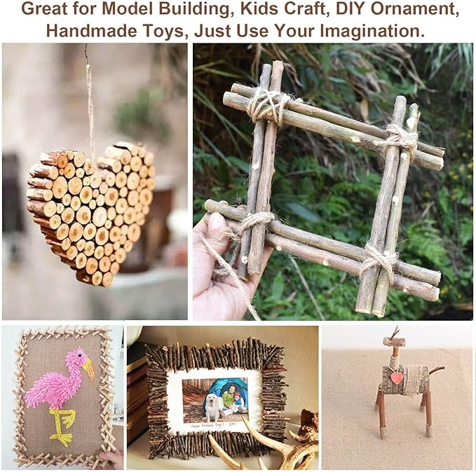 100PCS 4 inch Wood Log Sticks for Crafts 0.4-0.6 inch in Diameter - Natural Twigs Sticks- Birch Wood Craft Sticks for DIY Rustic Home Decor School Projects Crafting Filler