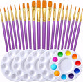 Halloween Paint Brushes Palettes Set by DUGATO, 2 Packs/20pcs Round Pointed Tip Nylon Hair Brushes with 5 Paint Trays for Acrylic Watercolor Oil Gouache Tempera and Body Painting (Purple)