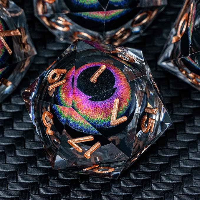 ARUOHHA DND Dragon Eye Dice Liquid Core Resin Sharp Edged Dice Set with Gift Box, RPG Role Playing Game Polyhedral Handmade D and D Dice D20 D12 D10 D8 D6 D4