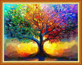 Joyhoor Cross Stitch Kits for Beginners Stamped Cross-Stitch Supplies Needlework preprint Embroidery Kits for Adults DIY Needlepoint Kits Embroidery Patterns 11CT-Colorful Tree 16x20 inchs