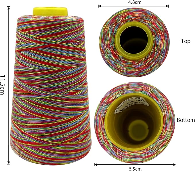 Tortoise 4 Cones of 3000 Yards Each Spool Thread for All Purpose, Serger, Overlock, Quilting, Sewing Machine - 40S/2 Rainbow-4