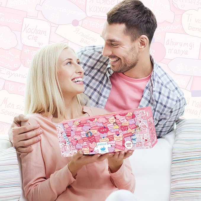 MOMIBOOK Puzzles for Adults 1000 Pieces Jigsaw Puzzles of This Little Thing Called Love, Painting Image Challenging Hard Impossible Hard Puzzle Unique Funny Christmas Valentine's Birthday Gifts