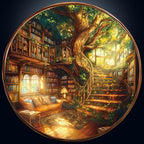 Round Puzzles for Adults 1000 Pieces, Hard Difficult Challenging Puzzles for Adults, Charming Bookstore Jigsaw Puzzles 1000 Pieces for Seniors, 3D Visual Flat Puzzle (26.6 x 26.6in)