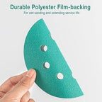 5-Inch 8-Hole Wet Dry Sanding Discs 180 Grit, Polyester Film Backed Heavy-Duty Hook and Loop Sandpaper for Random Orbital Sander, 50-Pack