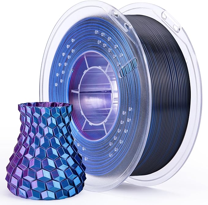 ELEGOO Silk PLA Filament Triple Colors Blue Purple Black, Shiny Tri-Color 3D Printer Filament 1.75mm Dimensional Accuracy +/- 0.05mm, 1kg Spool(2.2lbs) Fits for Most FDM 3D Printers