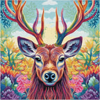 51buyoutgo 11CT Stamped Cross Stitch Kits for Adults - 16x16 in Beginner Embroidery Kit with Easy Funny Washable Animal Deer Pattern, Pre Printed Fabric, Fit for DIY Home Decor, Gifts & Stress Relief