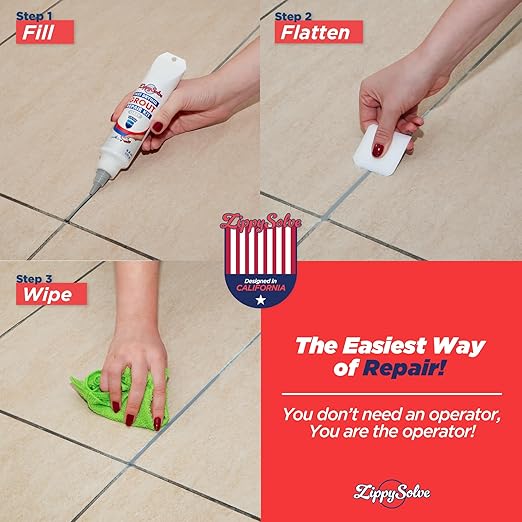 Tile Grout, Repair Kit, 2 Pack Grout Filler, Restore & Renew Tile Joints Line, Fast Drying Tile Grout Paint Squeeze Tube for Bathroom Shower Kitchen Floor, Waterproof (17.6 oz, Grey)