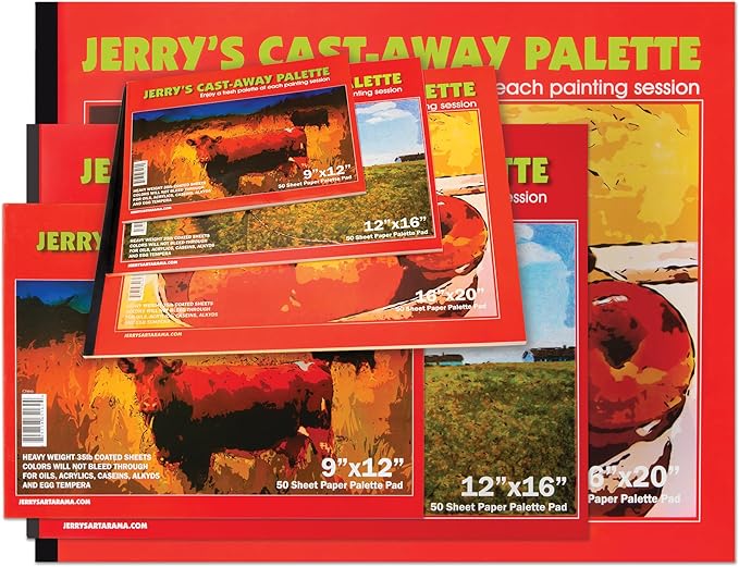 Jerry's Artarama Castaway Disposable Paper Palette Pad, 9x12, Perfect for Painting, Students, Watercolor Paper, Heavy Coated Sheets for Acrylic and Oil Paint, (50 Sheets)
