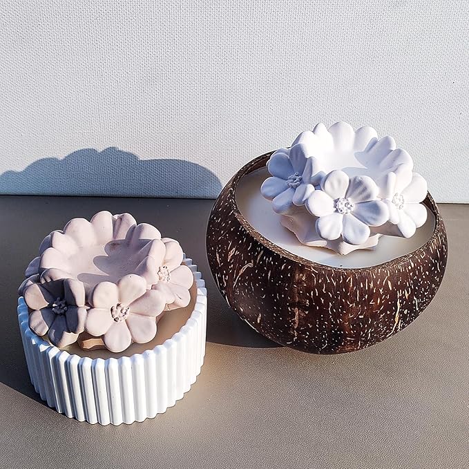 Wehous Cherry Blossom Candle Molds for Candle Making, 3D Flower Silicone Molds for Resin Candle Soap Wax, Flower Fondant Chocolate Ice Cake Decoration Mold, DIY Floral Casting Clay Concrete Art Craft