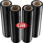 Black Industrial Strength Extra Thick 4 Pack 17.5" 1100 SqFt 80 Gauge (20 Micron) Shrink Wrap Roll for Moving, Furniture, Pallets, Packing
