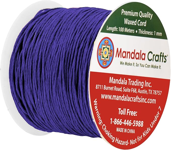 Mandala Crafts 1mm 109 Yards Indigo Cotton Waxed Cord for Jewelry Making Bracelet Cord Waxed String - Beading String Thread Jewelry Cords for Necklaces String