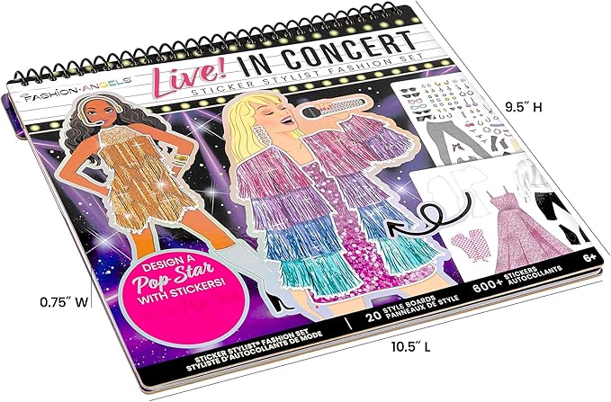 Fashion Angels Live! in Concert Sticker Stylist Fashion Set, Includes Concert Venue Style Boards, Popstar Silhouettes & 600+ Stickers, Ideal Gift for Kids & Teens