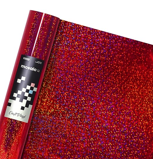 VViViD Mosaic+ Glitter Holographic Crafting Vinyl, 3ft x 1ft, 7 Color Bundle, with Transfer Paper